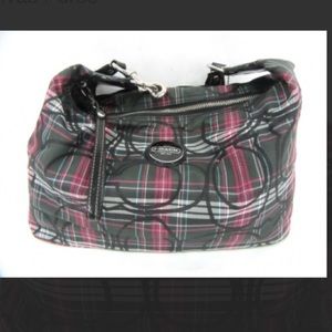 Coach F17709 Multicolor Logo Plaid Canvas Purse